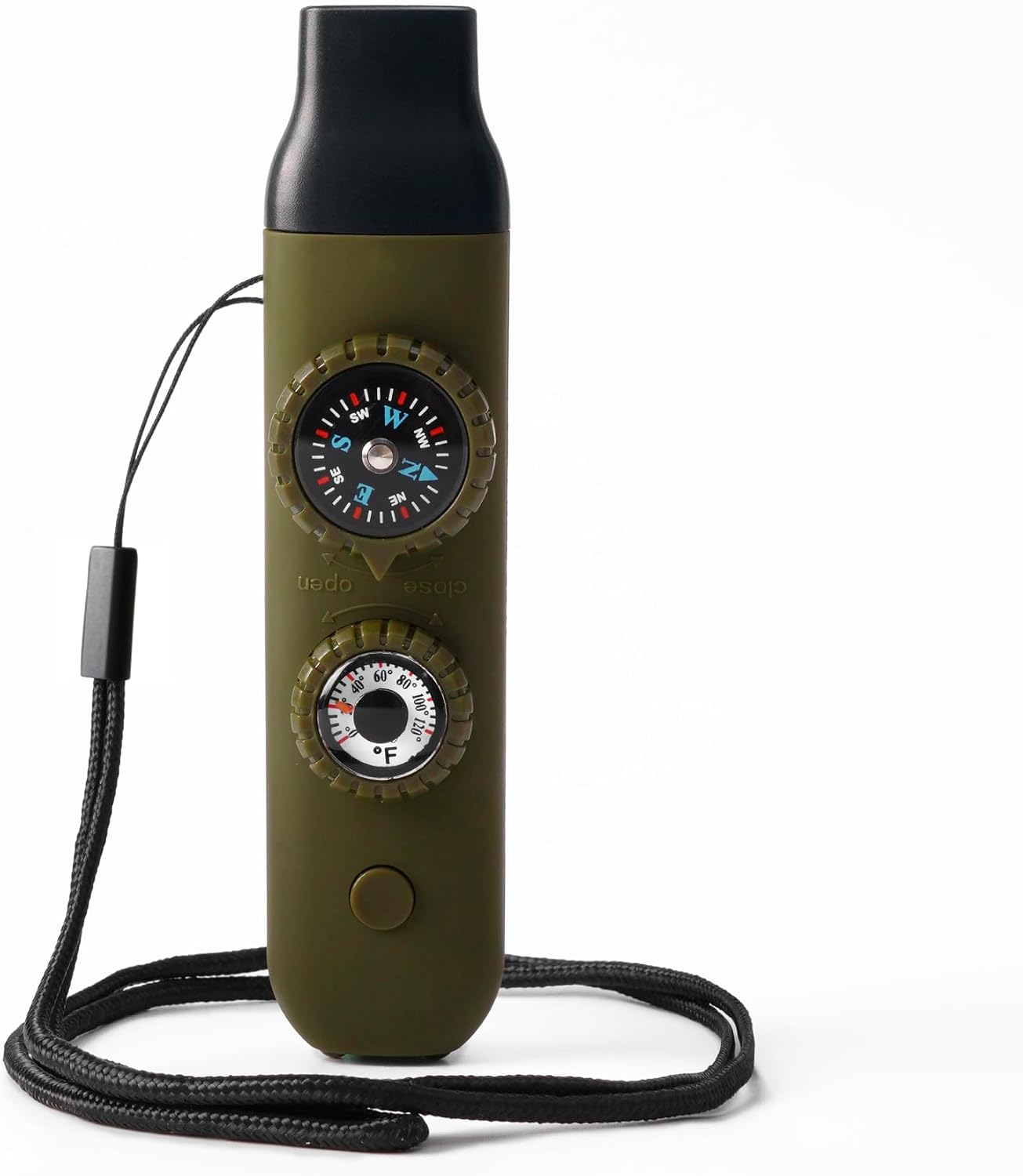 618kFdE2fAL._AC_SL1500_.jpg Emergency Survival Whistle with Lanyard, Compass, Thermometer, for Kayaking Boating Hiking Camping Climbing - Image 1
