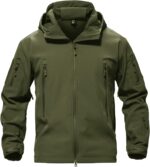 Men's Special Ops Military Tactical Softshell Jacket, Warm Fleece Lined, Rain Hood Coat, Hiking Snowboard