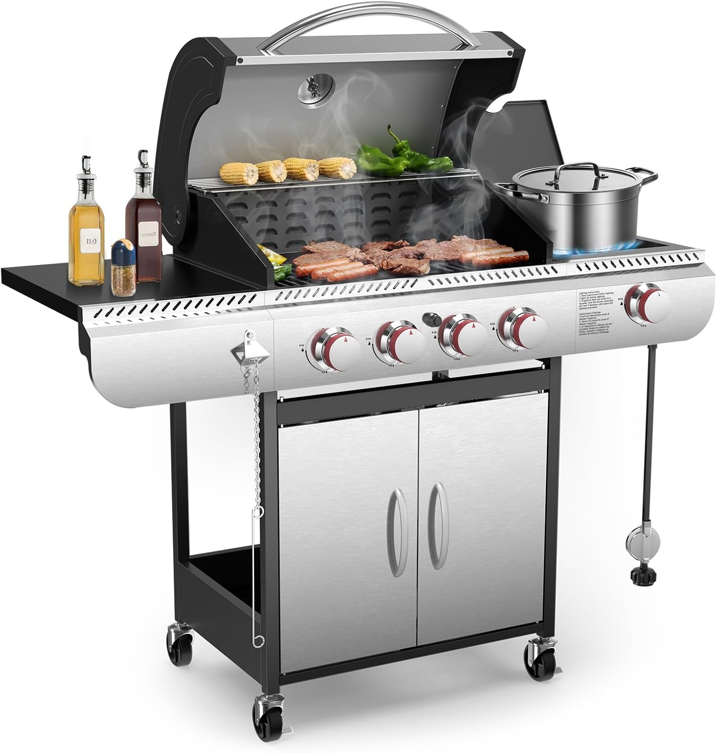 71UhM2BuL._AC_SL1500_.jpg 4-Burner Gas Grill with Griddle - Image 1