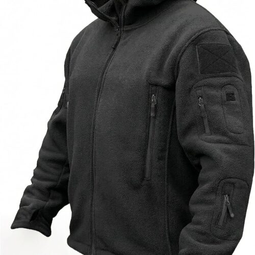 Men's Tactical Jacket, Fleece Lined, Full-Zip Military Hood, Windproof and Warm Winter Jacket