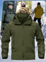 Men's Special Ops Military Tactical Softshell Jacket, Warm Fleece Lined, Rain Hood Coat, Hiking Snowboard - Image 2