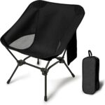 Lightweight Adjustable Height Camping Chair with Storage Bag and Side Pockets, Outdoor Folding Chair